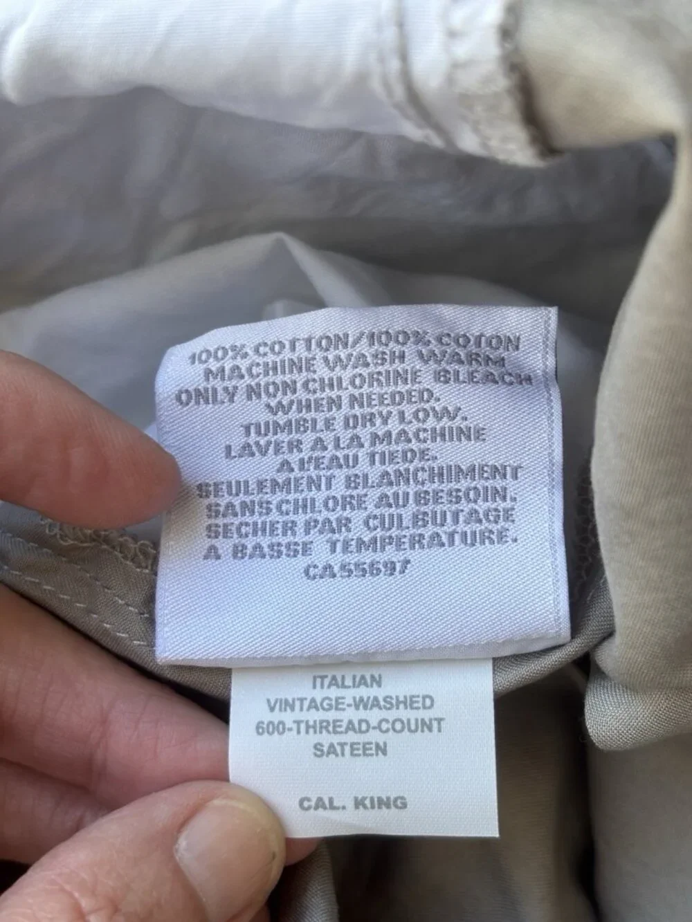 NEW Restoration Hardware RH Cal King Box Spring Cover Italian Vintage Washed FOG
